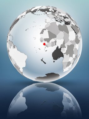 Sierra Leone parlak yüzeyi saydam okyanuslar ile dünya üzerinde. 3D çizim.