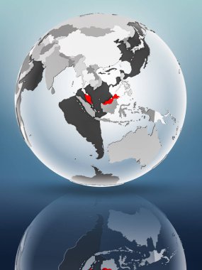 Yarı saydam okyanus parlak yüzeyi ile Malezya dünya üzerinde. 3D çizim.