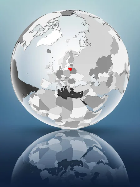 Lithuania Globe Translucent Oceans Shiny Surface Illustration — Stock Photo, Image