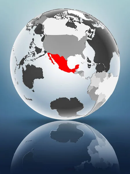 Mexico Wereldbol Met Doorschijnend Oceanen Glimmend Oppervlak Illustratie — Stockfoto