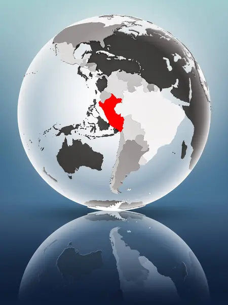 Peru Jordglob Med Genomskinlig Oceaner Blank Yta Illustration — Stockfoto