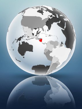 Yarı saydam okyanus parlak yüzeyi ile Nikaragua dünya üzerinde. 3D çizim.