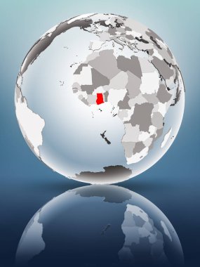 Yarı saydam okyanus parlak yüzeyi ile Gana dünya üzerinde. 3D çizim.