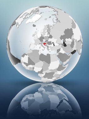 Yarı saydam okyanus parlak yüzeyi ile Hırvatistan dünya üzerinde. 3D çizim.