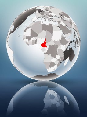 Yarı saydam okyanus parlak yüzeyi ile Kamerun Dünya üzerinde. 3D çizim.