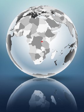 Yarı saydam okyanus parlak yüzeyi ile Ruanda dünya üzerinde. 3D çizim.