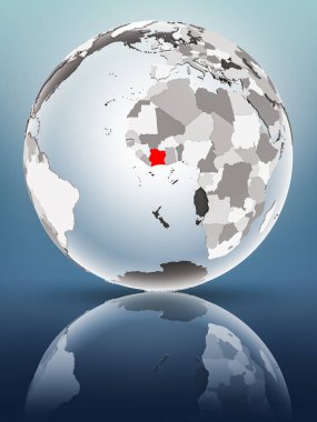 Fildişi Sahili ile parlak yüzeyi saydam okyanusların dünya üzerinde. 3D çizim.