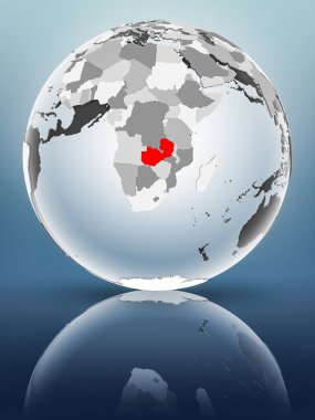 Yarı saydam okyanus parlak yüzeyi ile Zambiya Dünya üzerinde. 3D çizim.