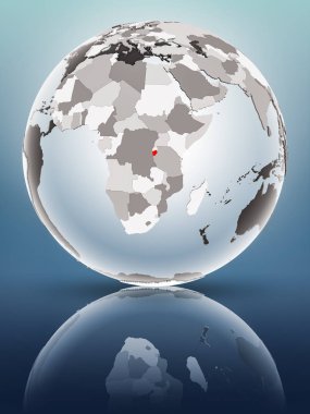 Yarı saydam okyanus parlak yüzeyi ile Burundi dünya üzerinde. 3D çizim.