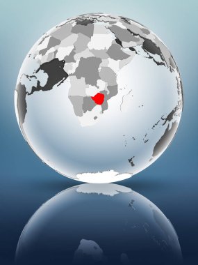 Yarı saydam okyanus parlak yüzeyi ile Zimbabve dünya üzerinde. 3D çizim.