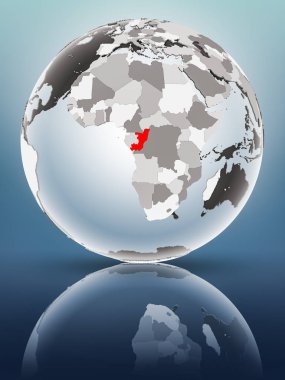 Yarı saydam okyanus parlak yüzeyi ile Kongo dünya üzerinde. 3D çizim.