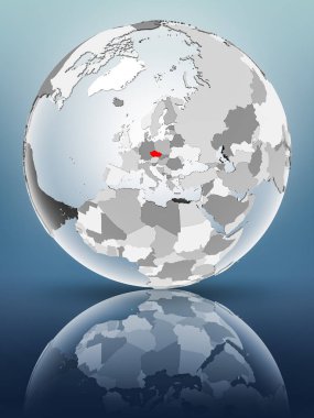 Yarı saydam okyanus parlak yüzeyi ile Çek Cumhuriyeti dünya üzerinde. 3D çizim.