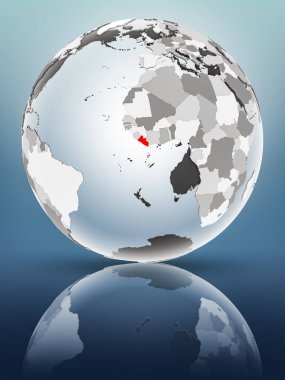 Yarı saydam okyanus parlak yüzeyi ile Liberya dünya üzerinde. 3D çizim.