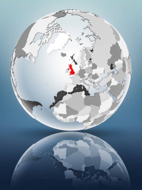 Yarı saydam okyanus parlak yüzeyi ile Amerika Birleşik Devletleri Dünya üzerinde. 3D çizim.