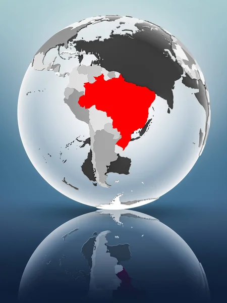 Brazil Globe Translucent Oceans Shiny Surface Illustration — Stock Photo, Image