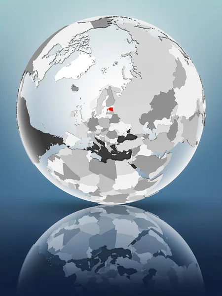 Estonia Globe Translucent Oceans Shiny Surface Illustration — Stock Photo, Image