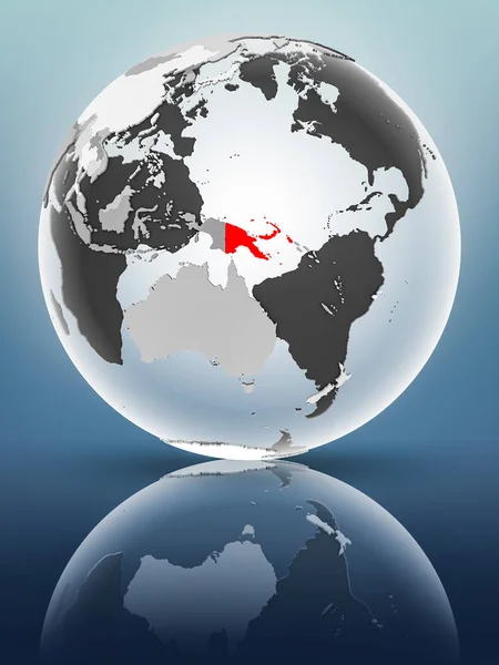 Папуа Нова Гвінея Земній Кулі Напівпрозорого Океани Блискучі Поверхні Ілюстрація — стокове фото