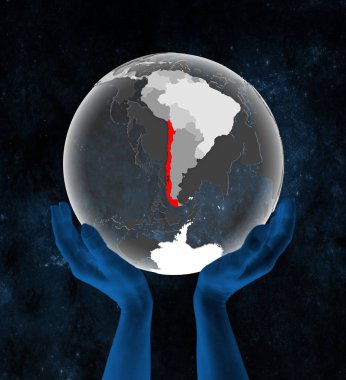 Yarı saydam küre alanı elinde bulunan Şili. 3D çizim.