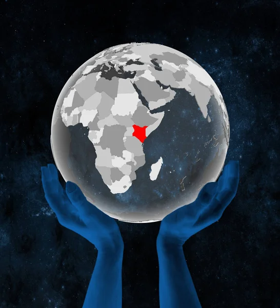 Kenya Translucent Globe Hands Space Illustration — Stock Photo, Image