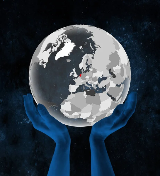 Нидерланды Полупрозрачном Глобусе Руках Космосе Иллюстрация — стоковое фото