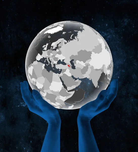 Armenia Translucent Globe Hands Space Illustration — Stock Photo, Image