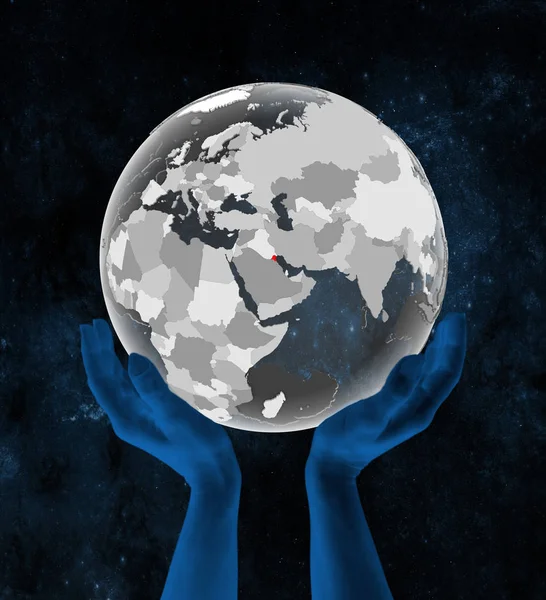 Кувейт Полупрозрачном Глобусе Руках Космосе Иллюстрация — стоковое фото