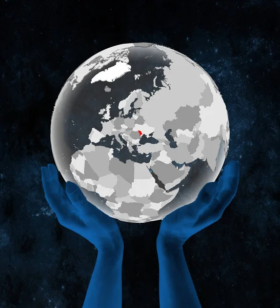 Молдова Полупрозрачном Глобусе Руках Космосе Иллюстрация — стоковое фото