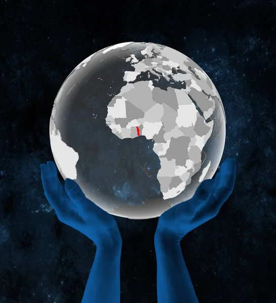 Togo Sur Globe Translucide Dans Les Mains Dans Espace Illustration — Photo