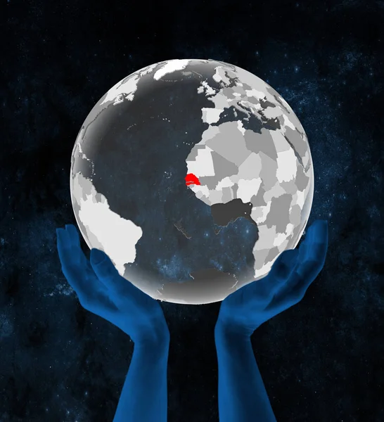 Senegal Translucent Globe Hands Space Illustration — Stock Photo, Image