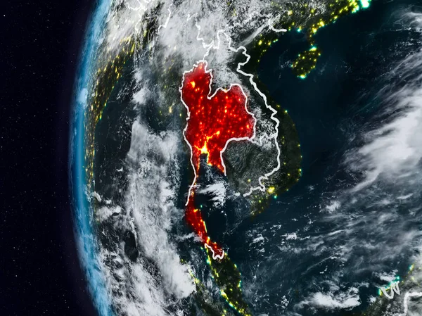 Таїланд Вночі Видимими Кордони Ілюстрації Елементи Цього Зображенні Мебльовані Наса — стокове фото