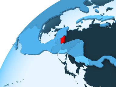 Belize kırmızı mavi model, şeffaf okyanuslar ile siyasi dünya üzerinde. 3D çizim.