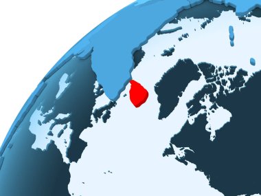 Sri Lanka kırmızı mavi model, şeffaf okyanuslar ile siyasi dünya üzerinde. 3D çizim.