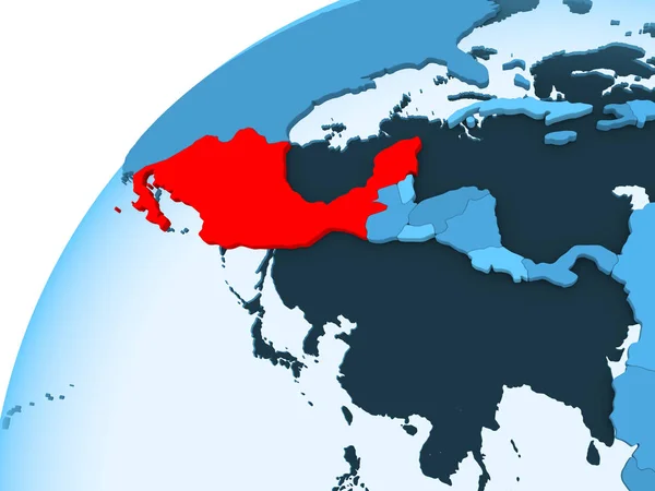 Мексика Красном Голубой Модели Политического Глобуса Прозрачными Океанами Иллюстрация — стоковое фото