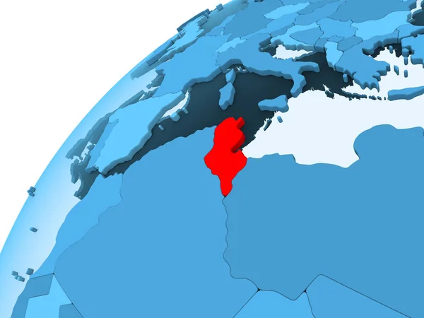 Tunesië Het Rood Blauwe Model Van Politieke Wereld Met Transparante — Stockfoto