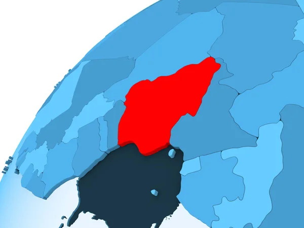 Nigeria Czerwonego Niebieski Model Globus Polityczny Przezroczystym Oceanów Ilustracja — Zdjęcie stockowe