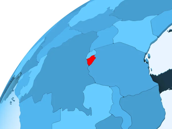 Burundi Czerwono Niebieski Model Globus Polityczny Przezroczystym Oceanów Ilustracja — Zdjęcie stockowe