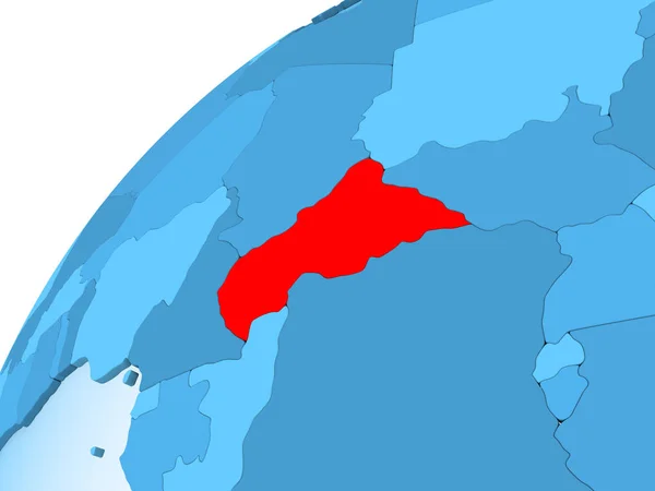 Centralafrika Rött Blå Modell Politiska Världen Med Öppet Hav Illustration — Stockfoto