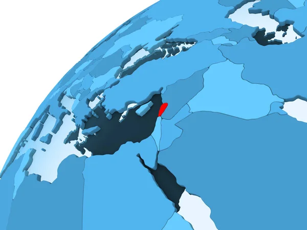 Ливан Красном Голубой Модели Политического Глобуса Прозрачными Океанами Иллюстрация — стоковое фото