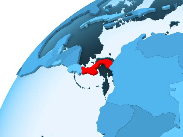 Panama Rot Auf Blauem Modell Des Politischen Globus Mit Transparenten — Stockfoto