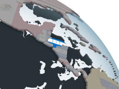 Honduras katıştırılmış bayrak ile siyasi dünya üzerinde. 3D çizim.