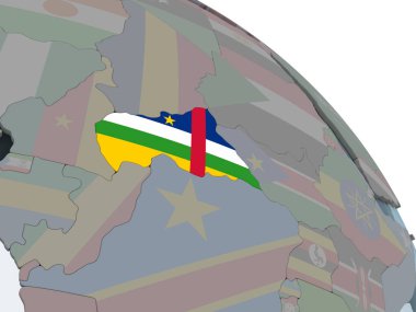 Orta Afrika katıştırılmış bayrak ile siyasi dünya üzerinde. 3D çizim.