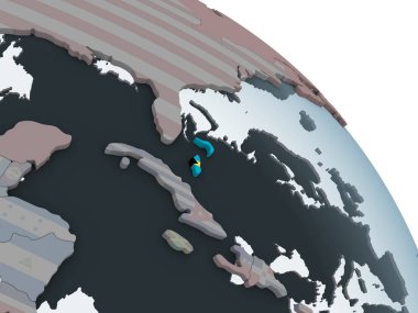 Bahamalar katıştırılmış bayrak ile siyasi dünya üzerinde. 3D çizim.