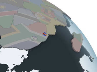 Svaziland katıştırılmış bayrak ile siyasi dünya üzerinde. 3D çizim.