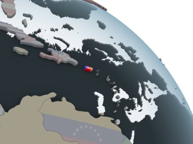 Porto Riko katıştırılmış bayrak ile siyasi dünya üzerinde. 3D çizim.