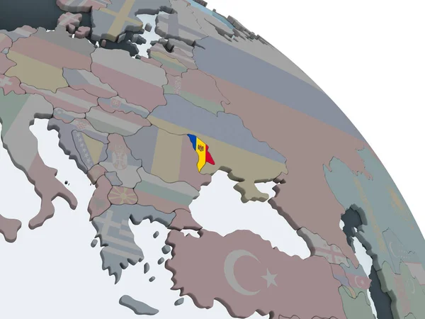 Moldawien Auf Politischem Globus Mit Eingebetteter Flagge Illustration — Stockfoto