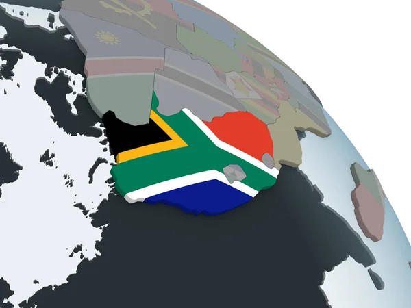 Sydafrika Politiska Jordglob Med Inbäddade Flagga Illustration — Stockfoto
