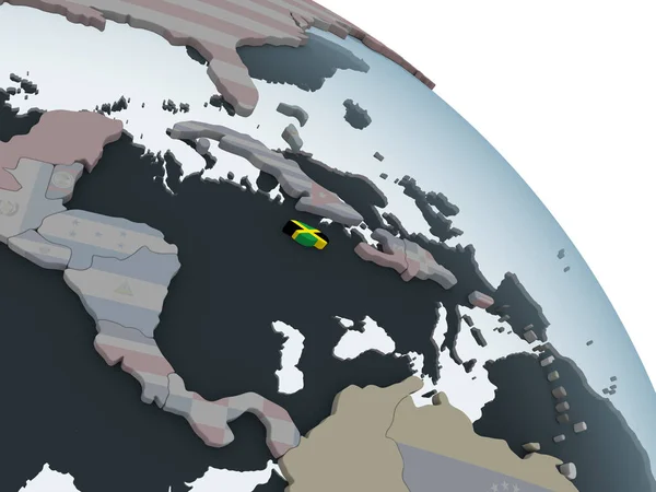 Jamaica Globo Político Com Bandeira Embutida Ilustração — Fotografia de Stock