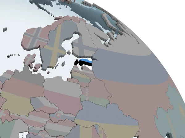 Estonia Mundo Político Con Bandera Incrustada Ilustración —  Fotos de Stock