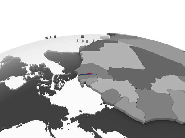 Gambia Grå Politiska Jordglob Med Inbäddade Flagga Illustration — Stockfoto