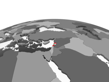 Lübnan katıştırılmış bayrak ile gri siyasi dünya üzerinde. 3D çizim.
